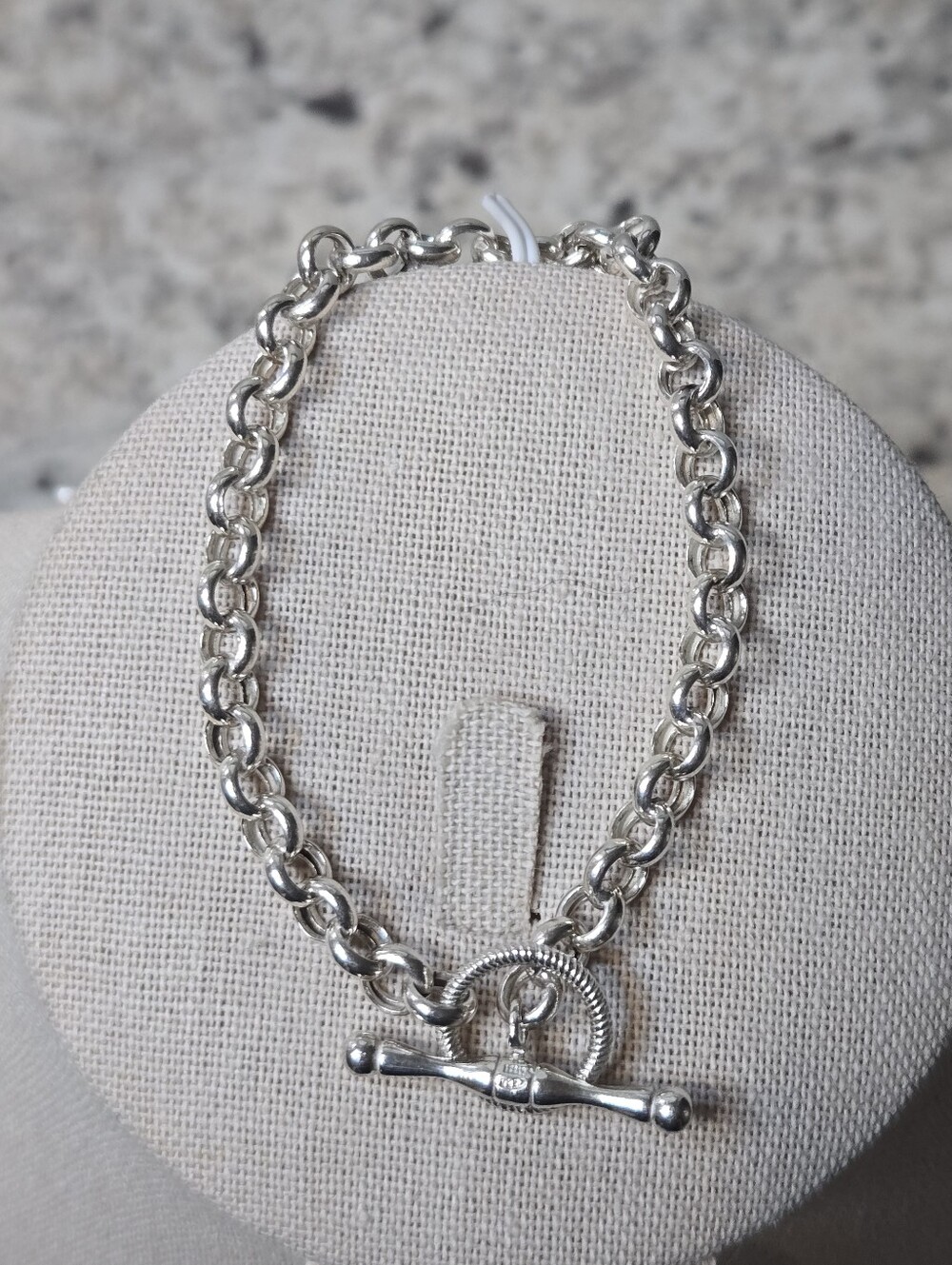 Classic Rolo 925 Italian Sterling Silver Toggle Chain Bracelet